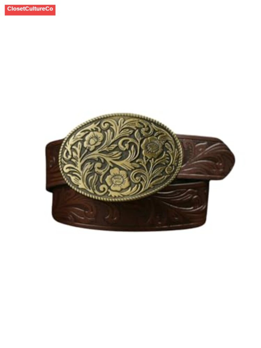 Western Cowboy Belt PU Leather Floral Country Waist Belt for Jeans